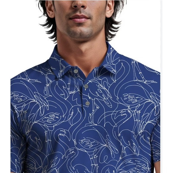 Ben Hogan Other - Ben Hogan Men's Linear Flamingo Perf Golf Polo Shirt Lapis Blue UV Sz M NEW!